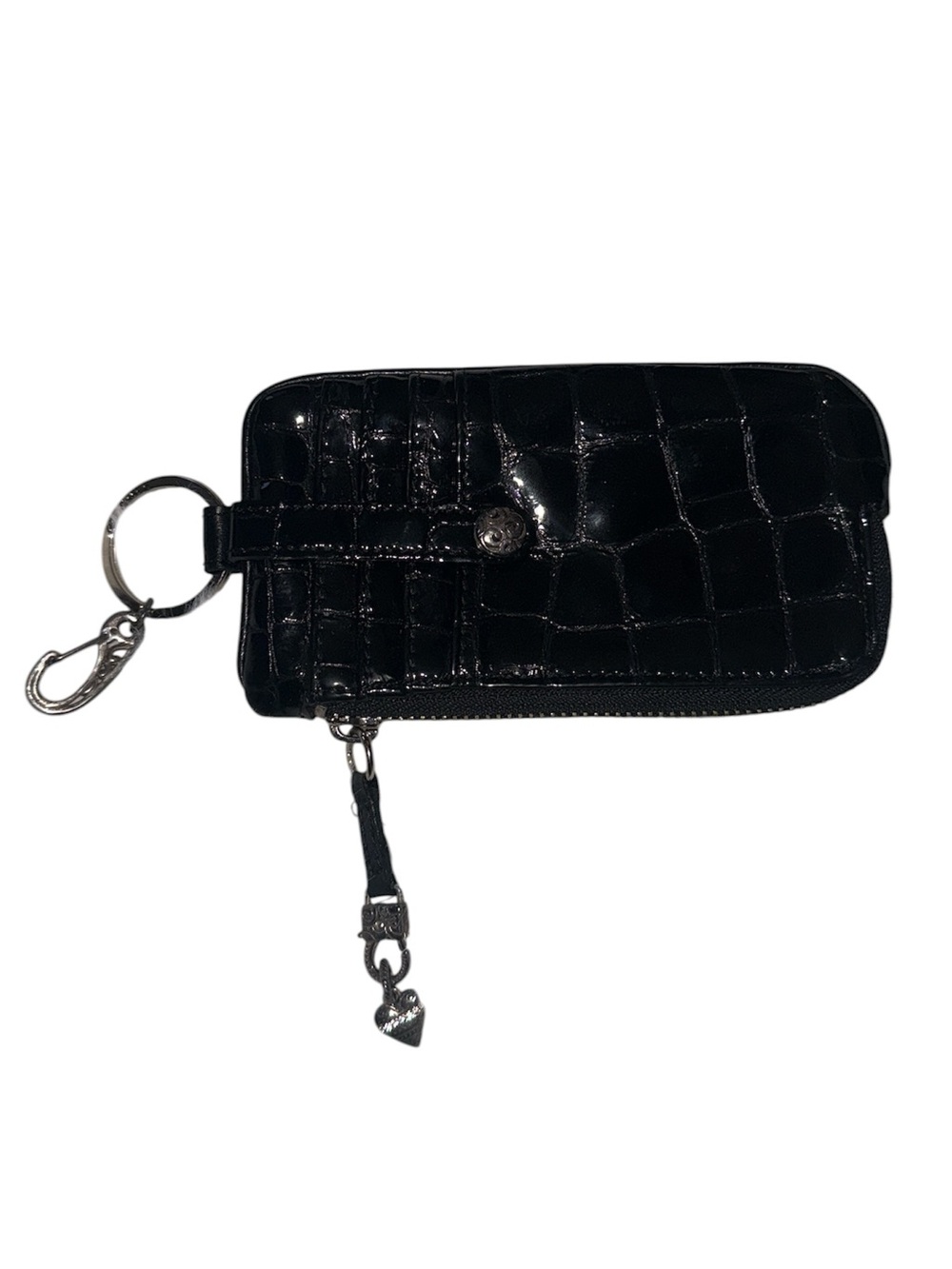 Brighton Black Croc-Embossed Key & Card Holder